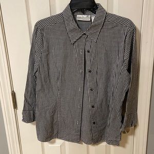 COPY - Chadwick's Womens Cotton Black Plaid Button Front Top L
